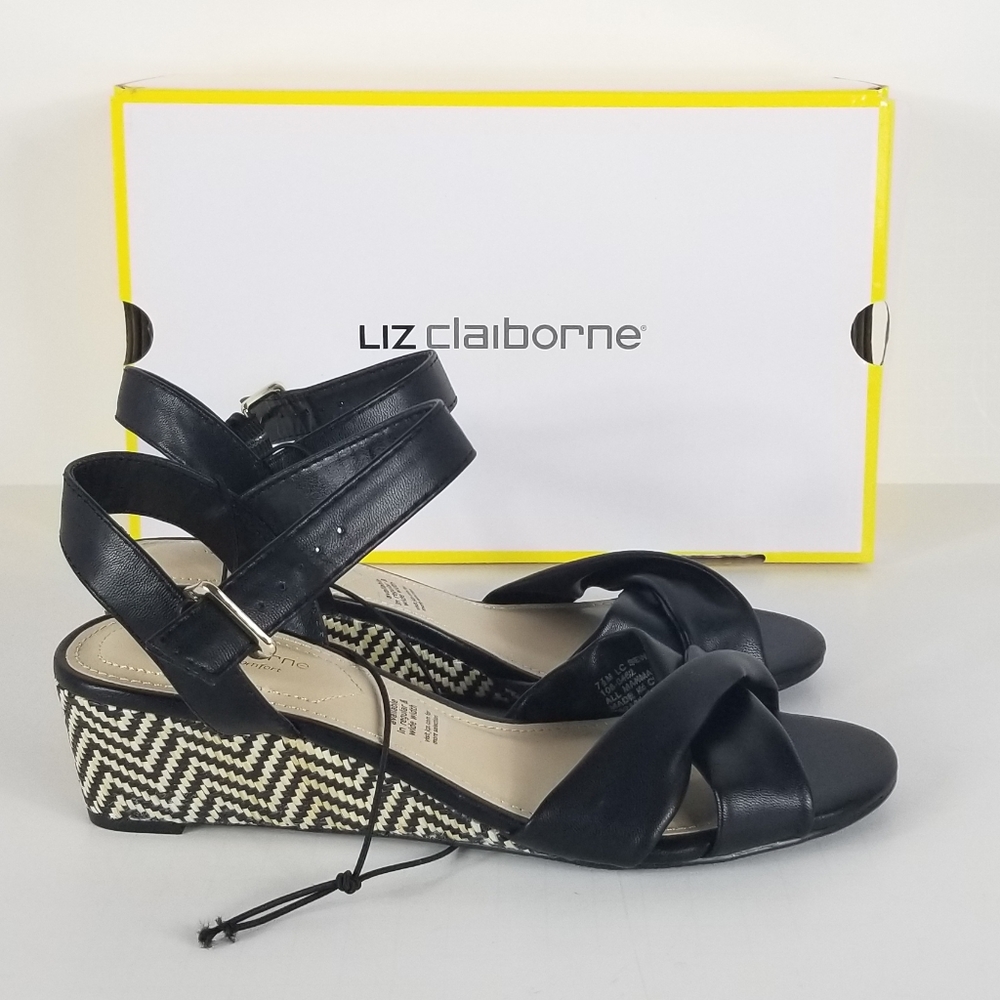 Liz Claiborne Sewell women's low heel black wedge